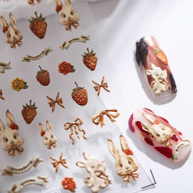 Wholesale Vintage Rabbit Plastic Nail Stickers